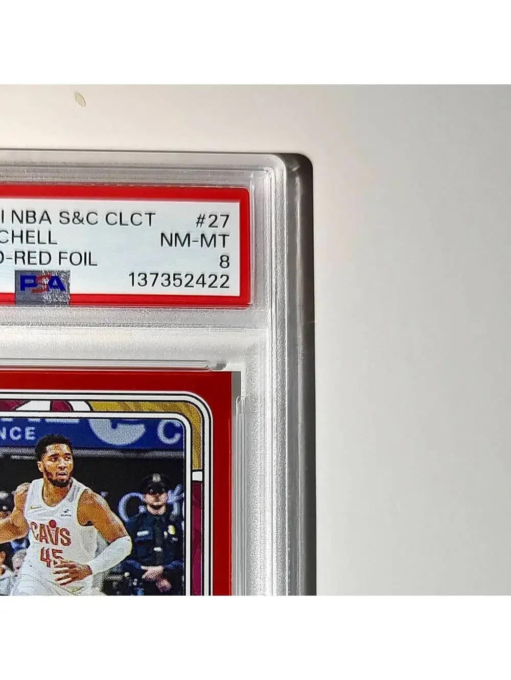 Donovan Mitchell 2024-25 Panini NBA #27 Sticker 9/100 Red Foil PSA 8 NM-MT